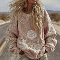 Women's Classic Romantic White Rose Embroidery Art Comfy Sweatshirt artswardrobe