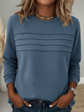 Women'S Casual Loose Solid Color Long-Sleeved Top 
