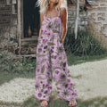 Women's Scottish Thistle Print Casual Loose Jumpsuit artswardrobe
