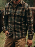 Men's Vintage Plaid Flap Pocket Wool Jacket artswardrobe