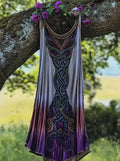 Vintage Viking Celtic Knot Gradient  Linen Midi Dress artswardrobe