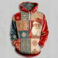 Comstylish Retro Santa Claus Men's Flannel Color Block Hoodie