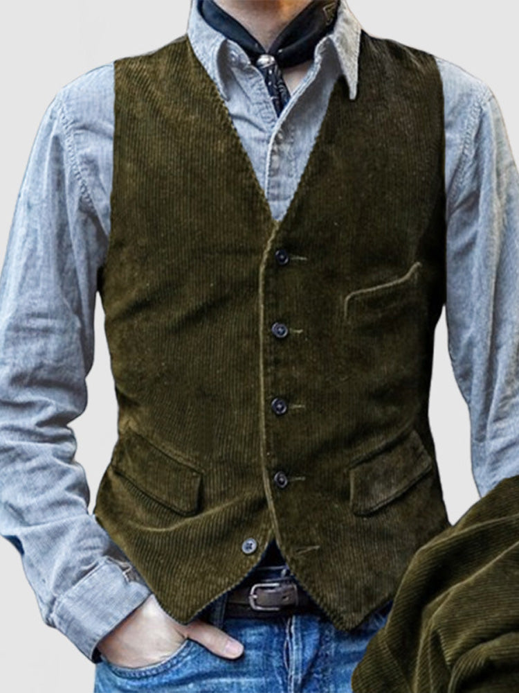 Men's Outdoor Vintage Button-Up Vest artswardrobe