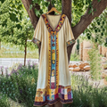 Comstylish Vintage Patchwork Art Linen Short Sleeve Tank Dress