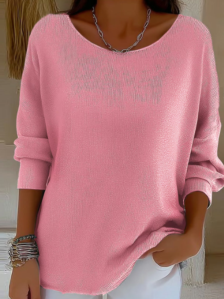 Comstylish Women's Casual Autumn And Winter Long-sleeved Ribbed Bottoming Shirt