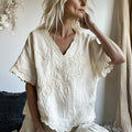 Vintage Floral Art Cotton Linen Comfy Shirt artswardrobe