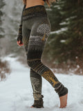 Comstylish Women's Viking Style Golden Tree Of Life Celtic Knot Patterned Art Leggings