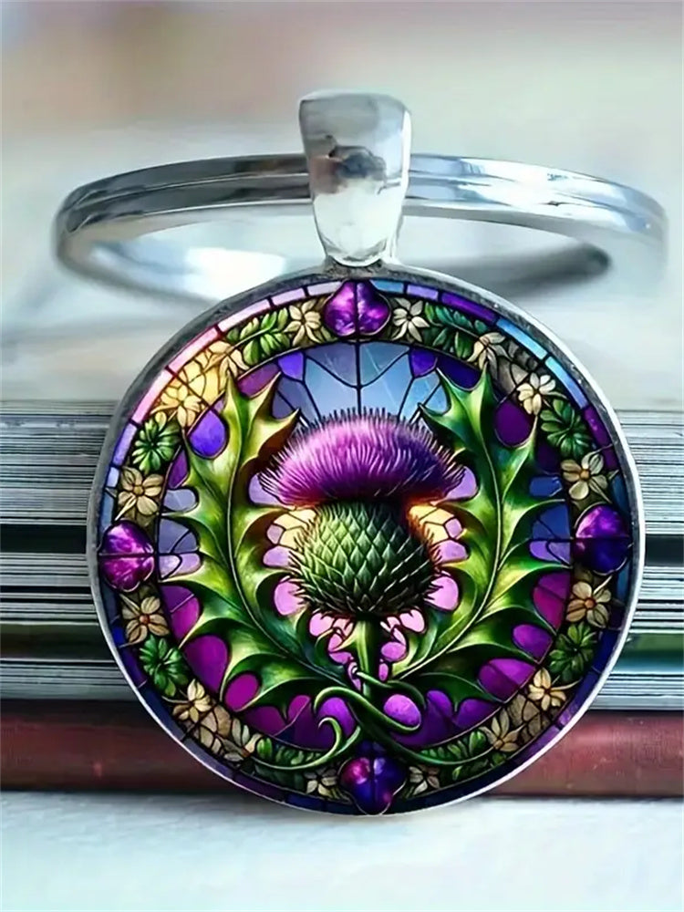Vintage Scottish Thistle Keychain elevenforest