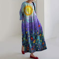 Comstylish Oil Painting Floral Pattern Women'S Long Dress