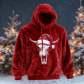Comstylish Men's Viking Traditional Bull Head Pattern Plush Hoodie