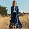 Elegant Greek Key Print Midi Dress artswardrobe