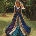 Viking Tree Of Life Patchwork Belt Maxi Dress artswardrobe