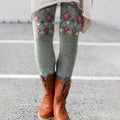 Contrast Diamond Knit Pattern Printed Leggings elevenforest