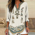 Comstylish Ancient Egyptian Inspired Pattern Linen Tunic