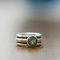 Vintage Layer Green Stone Silver Ring