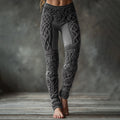 Comstylish Christmas Celtic Knot Knit Jacquard Cozy Leggings