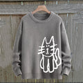 Women's Cat Knitted Art Cozy Sweater artswardrobe