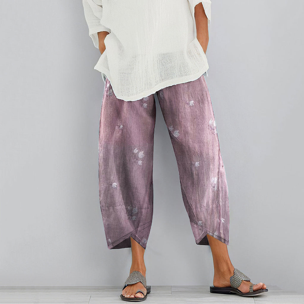 Comstylish Vintage Floral Blended Cotton Loose Casual Pants