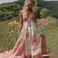 Women's Embroidered Quilted Beaded Patchwork Maxi Dress artswardrobe