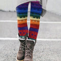 Vintage Colorblock Patchwork Rainbow Multicolored Cozy Knit Leggings elevenforest