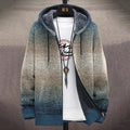 Men's Colorblock Abstract Art Cozy Full Zip Hooded Cardigan elevenforest