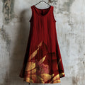 Comstylish Classy Lotus Japanese Art Linen Tank Dress