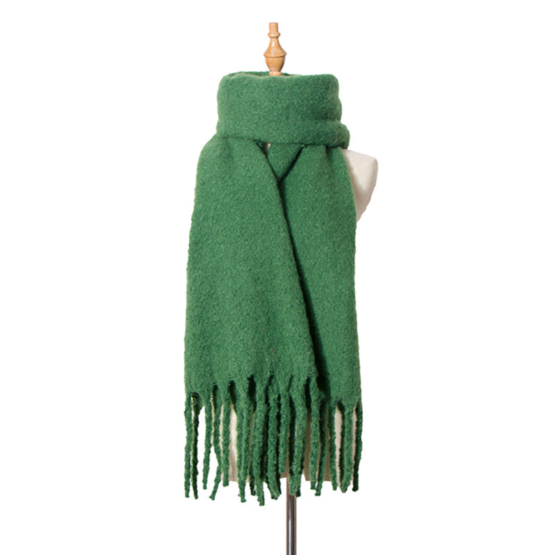Vintage Thick Fringed Solid Color Scarf elevenforest