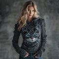 Women's Vintage Cute Cat Art Knitted Warm Hooded Sweater elevenforest