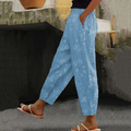Women's Vintage Floral Art Linen Casual Pants artswardrobe