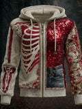 Halloween Human Anatomy Art Splicing Hooded Cardigan Sweater artswardrobe