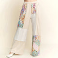 Vintage Floral Lace Patchwork Loose Wide-leg Linen Blend Pants artswardrobe