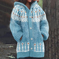 Retro Snowflake Inspiration Icelandic Cozy Hooded Knitted Cardigan elevenforest