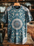 National Retro Floral pattern Vintage Art Print Casual T-shirt For Men