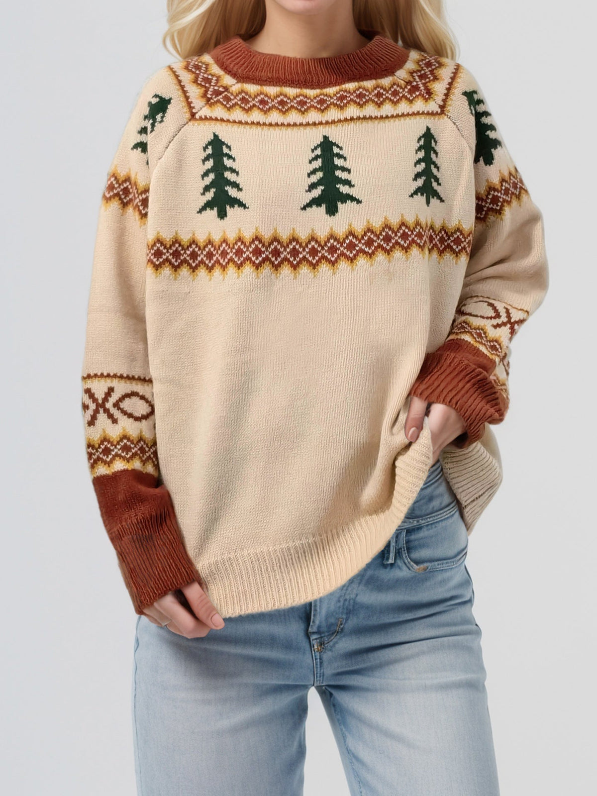 Katja® | Graphic crew neck long sleeve sweater