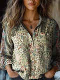 Women's Vintage Floral Art Print Casual Long Sleeve Comfortable Cotton