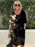 Vintage Floral Art Casual Pocket Dress