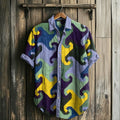 Men's Retro Amish Dancing In The Rain Classic Pattern Linen Shirt artswardrobe