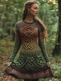 Women's Celtic Knot Contrast Color Cozy Knit Midi Dress artswardrobe