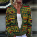 Icelandic Ethnic Print Long Sleeve Knitted Cardigan elevenforest