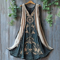 Viking Pattern Patchwork Art Linen Tank Dress artswardrobe