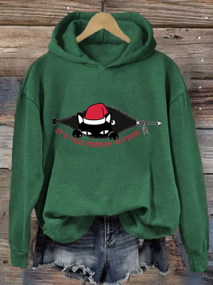 Women's It's Too Peopley Outside Hooded Sweatshirt artswardrobe