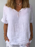 Women's Cotton Linen Short Sleeve Casual T-Shirt