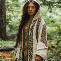 Women's Vintage Celtic Knot Mystical Cozy Hooded Cardigan elevenforest