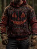 Men's Vintage Viking Halloween Ghost Face Embroidered Hoodie elevenforest