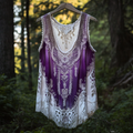 Boho Lavender Gradient Lace Art Linen Sleeveless Tank Top artswardrobe