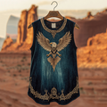 Women's Vintage Viking Eagle Celtic Gradient Art Linen Tank Top artswardrobe