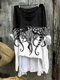 Comstylish Tentacles Lover Essential Contrast Linen Blend Tunic