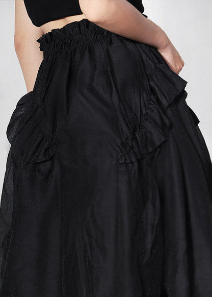 Diy Black Cinched Tulle Patchwork Skirt Spring
