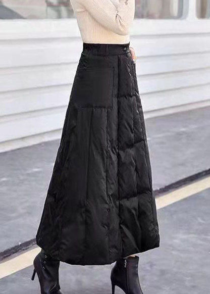 Diy Black Pockets Patchwork Fine Cotton Filled Skirts Winter