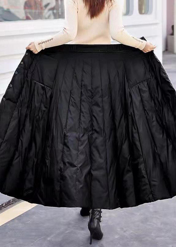 Diy Black Pockets Patchwork Fine Cotton Filled Skirts Winter